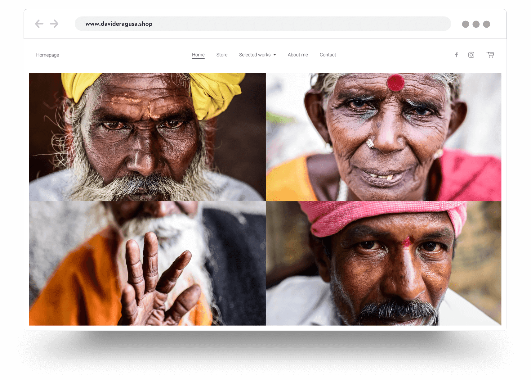 Example of a photography portfolio website build with Jimdo