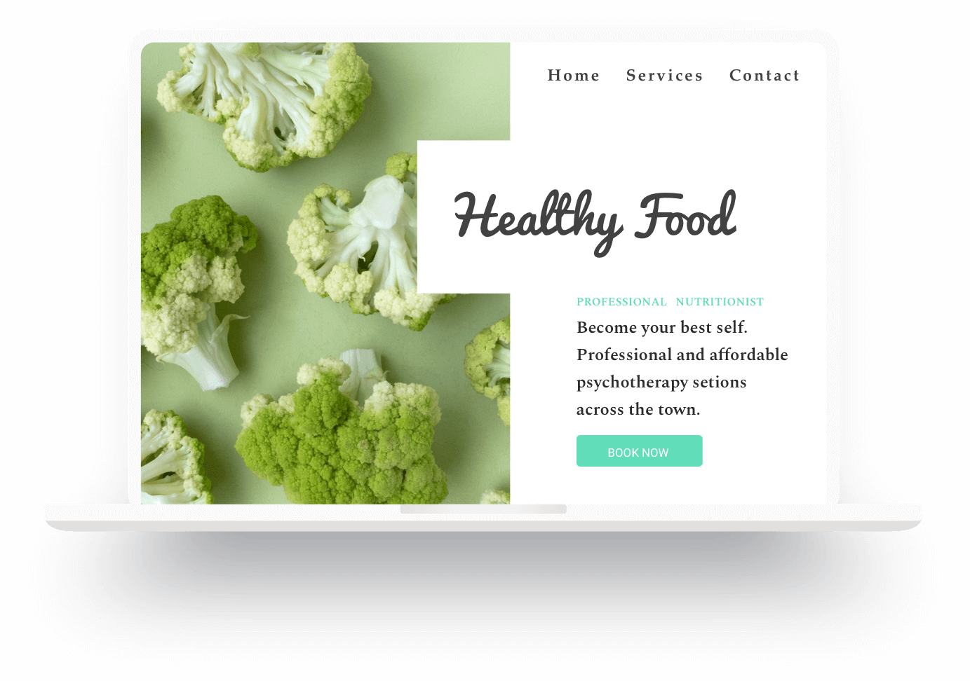 Ejemplo de la página web de una consulta de nutrición creada con Jimdo
