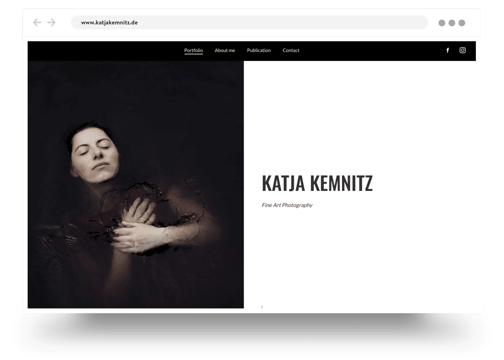 Example of a fine art photography portfolio website built with Jimdo
