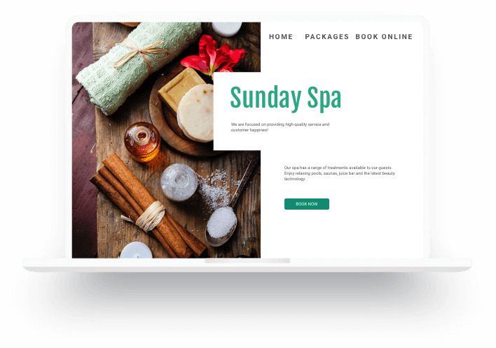 Ejemplo de una página web de spa diseñada en Jimdo.